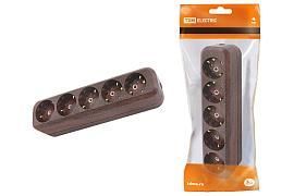 Колодка розеточная 5 гнезд 2П+3 16А 250В «Эко» (бук) SQ1806-0068 TDM от поставщика КабельСпецСтрой