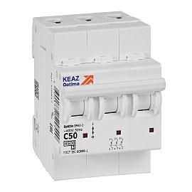 Выключатель автоматический 50А 3П трехполюсный характеристика C 4,5kA OptiDin BM63-3C50-4,5-УХЛ3 326817 КЭАЗ от поставщика КабельСпецСтрой