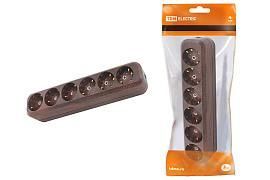 Колодка розеточная 6 гнезд 2П+3 16А 250В «Эко» (бук) SQ1806-0071 TDM от поставщика КабельСпецСтрой