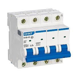 Выключатель автоматический 16А 4П четырехполюсный характеристика D 4,5кА (R) NXB-63S 296918 CHINT от поставщика КабельСпецСтрой