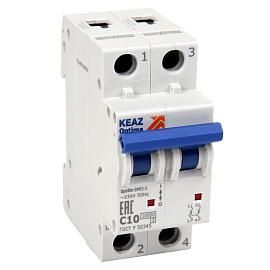 Выключатель автоматический 10А 1П+N двухполюсный характеристика B 10кА OptiDin BM63-2NB10-10-УХЛ3 262668 КЭАЗ от поставщика КабельСпецСтрой