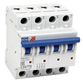 Выключатель автоматический 32А 4П четырехполюсный характеристика Z 10кА OptiDin BM63-4Z32-10-УХЛ3 262889 КЭАЗ от поставщика КабельСпецСтрой