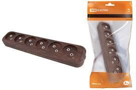 Колодка розеточная 6 гнезд 2П б/з 10А 250В «Эко» (бук) SQ1806-0070 TDM от поставщика КабельСпецСтрой