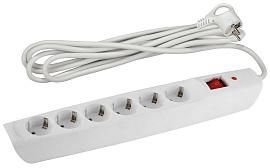 Фильтр сетевой с надежной защитой с заземлением с выключателем 6 розеток 2м 10А белый SFX-6es-2m-W Б0044023 ЭРА от поставщика КабельСпецСтрой