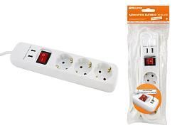 Удлинитель бытовой У03В-USB 3 гнезда, 2USB разъема, 1,5 метра, вык., з/к, ПВС 3х1мм2 16А/250В SQ1303-0301 TDM от поставщика КабельСпецСтрой Удлинитель бытовой У03В-USB 3 гнезда, 2USB разъема, 1,5 метра, вык., з/к, ПВС 3х1мм2 16А/250В SQ1303-0301 TDM от поставщика КабельСпецСтрой