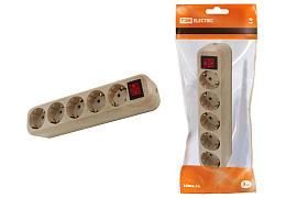 Колодка розеточная 5 гнезд 2П+3 с выключателем16А 250В «Эко» (сосна) SQ1806-0055 TDM от поставщика КабельСпецСтрой