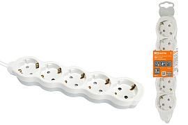 Удлинитель бытовой «Люкс» УЛ05 5 гнезд, 3м, с/з, с з/ш, ПВС 3х1мм2 16А/250В бело-серый TDM от поставщика КабельСпецСтрой