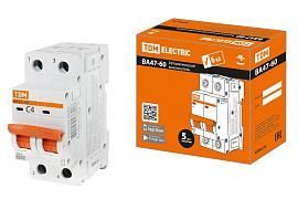 Выключатель автоматический 4А 2П двухполюсный характеристика C 6кА ВА47-60 SQ0223-0087 TDM от поставщика КабельСпецСтрой