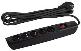 Фильтр сетевой с надежной защитой с заземлением с выключателем 5 розеток 4м 10А черный SFX-5es-4m-B Б0044022 ЭРА от поставщика КабельСпецСтрой