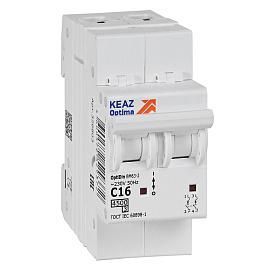 Выключатель автоматический 16А 2П двухполюсный характеристика C 4,5kA OptiDin BM63-2C16-4,5-УХЛ3 326803 КЭАЗ от поставщика КабельСпецСтрой