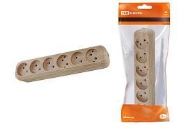 Колодка розеточная 6 гнезд 2П б/з 10А 250В «Эко» (сосна) SQ1806-0056 TDM от поставщика КабельСпецСтрой