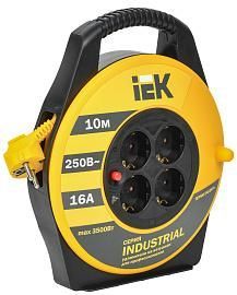Удлинитель силовой на катушке 10 метров УК10 катушка с т/з 4 гнезда 2Р+РЕ, ПВС 3х1,5мм2, WKP15-16-04-10 IEK от поставщика КабельСпецСтрой