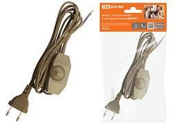 Шнур с плоской вилкой и светорегулятором ШУ05С3 (200Вт, RL) ШВВП 2х0,75мм2 2м. бронза TDM от поставщика КабельСпецСтрой